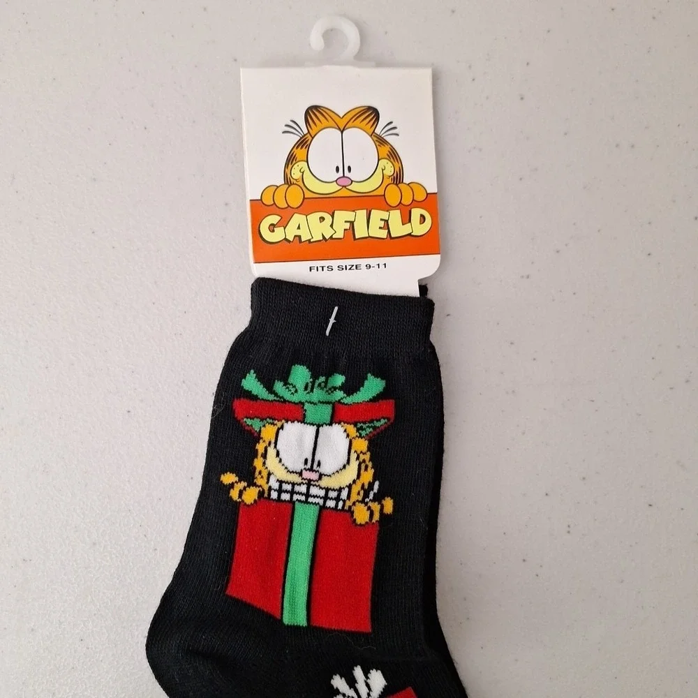 Vintage 1978 GARFIELD THE CAT Women's Crew Socks Christmas Novelty NWT